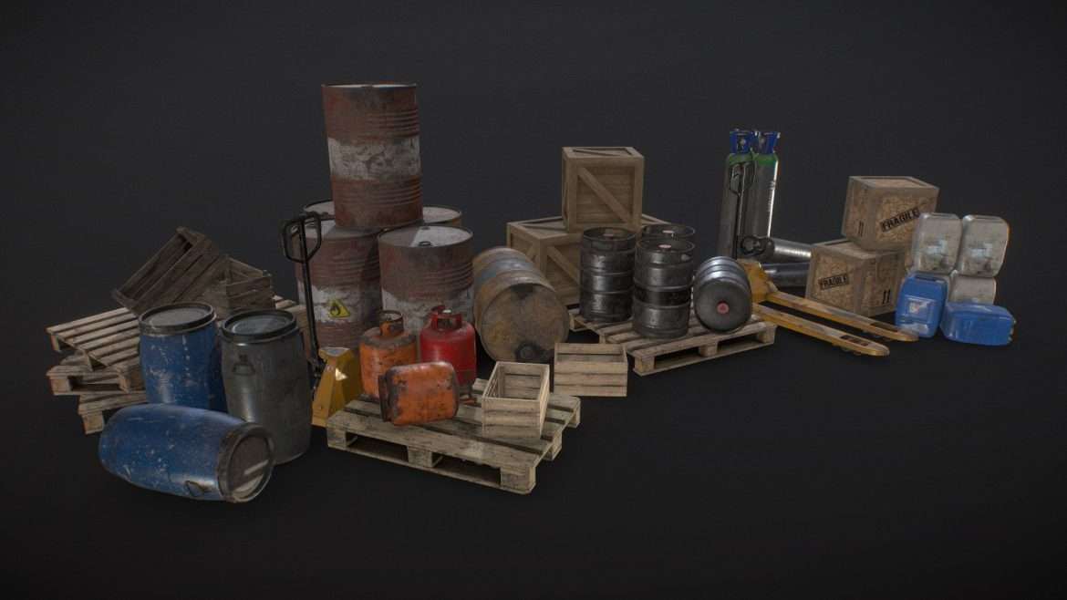 industrial warehouse pack vol1 low poly 3d model