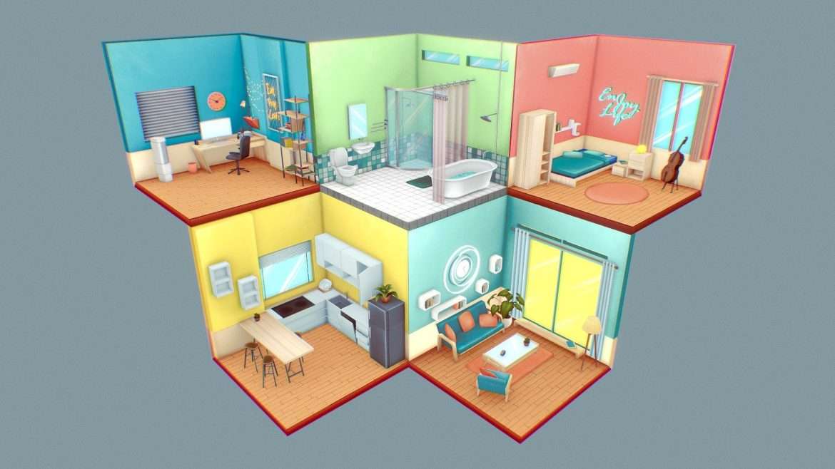 isometric room 3d model