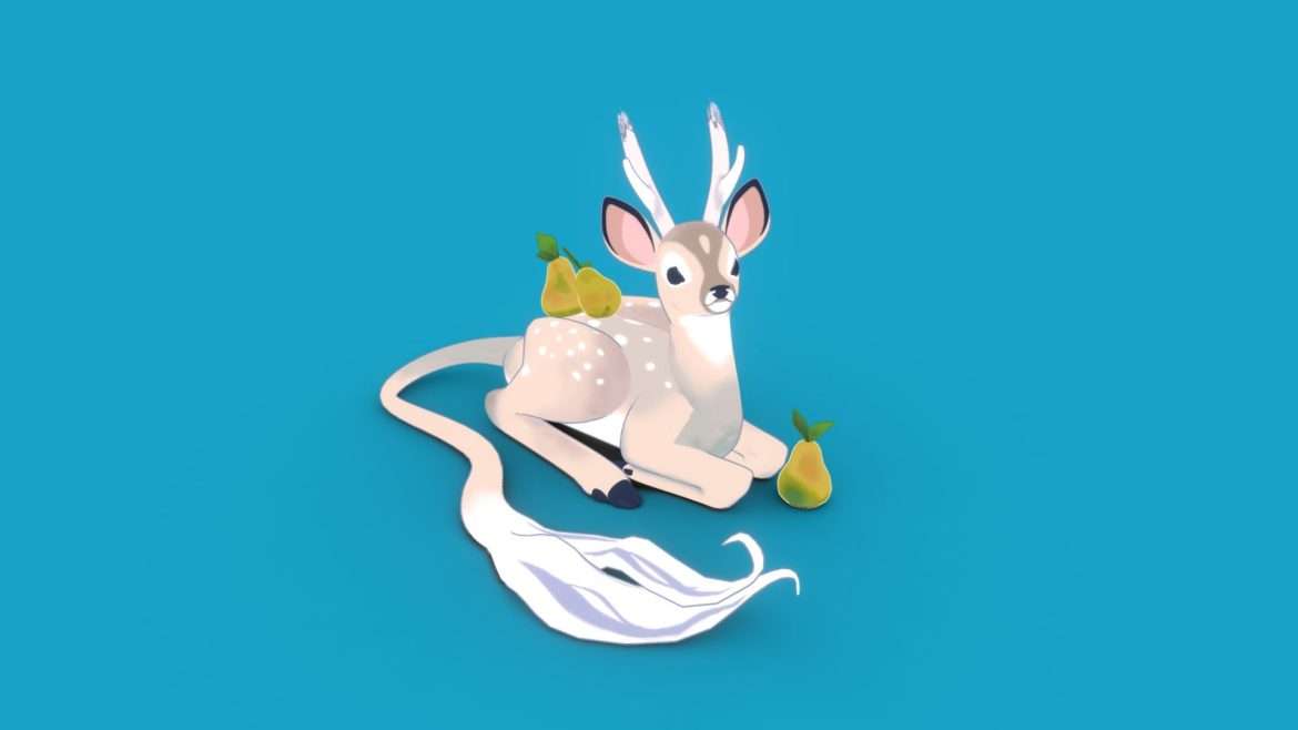 kirin ish fawn with pears 3d model