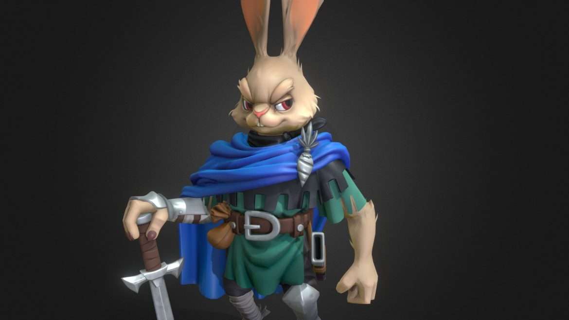 knight rabbit from untamed artstation challenge 3d model