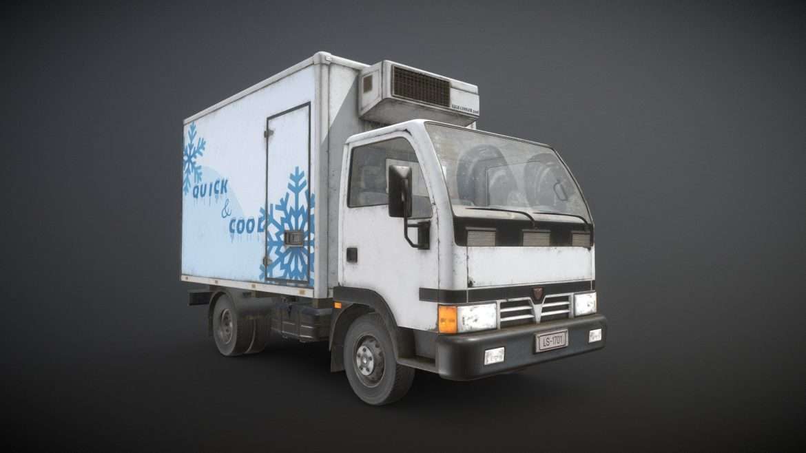 light truck refrigerated low poly 3d model