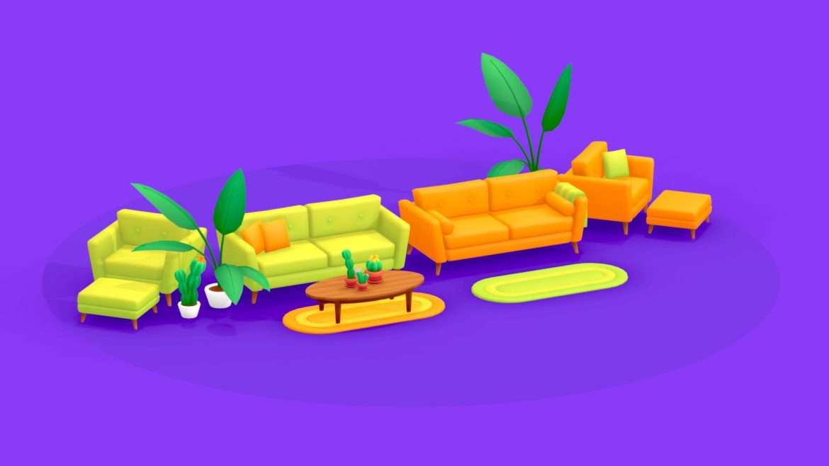 living room furnitures pack 3d model