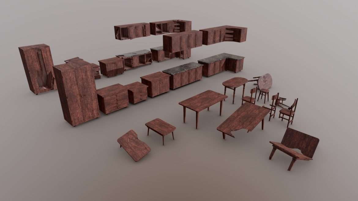 low poly furniture pack 3d model