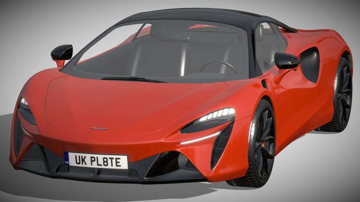 Mclaren Artura Car 3d Model - Detailed mclaren artura car 3d model showing aerodynamic curves and hybrid engine vents