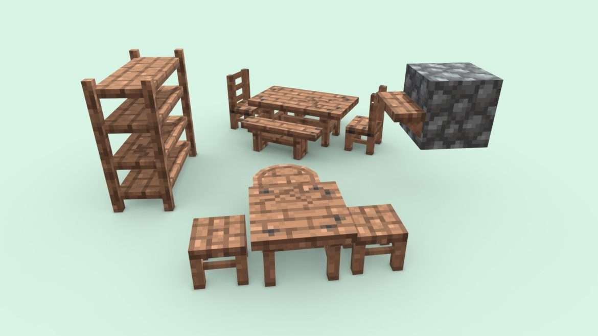 medieval wooden furniture 3d model