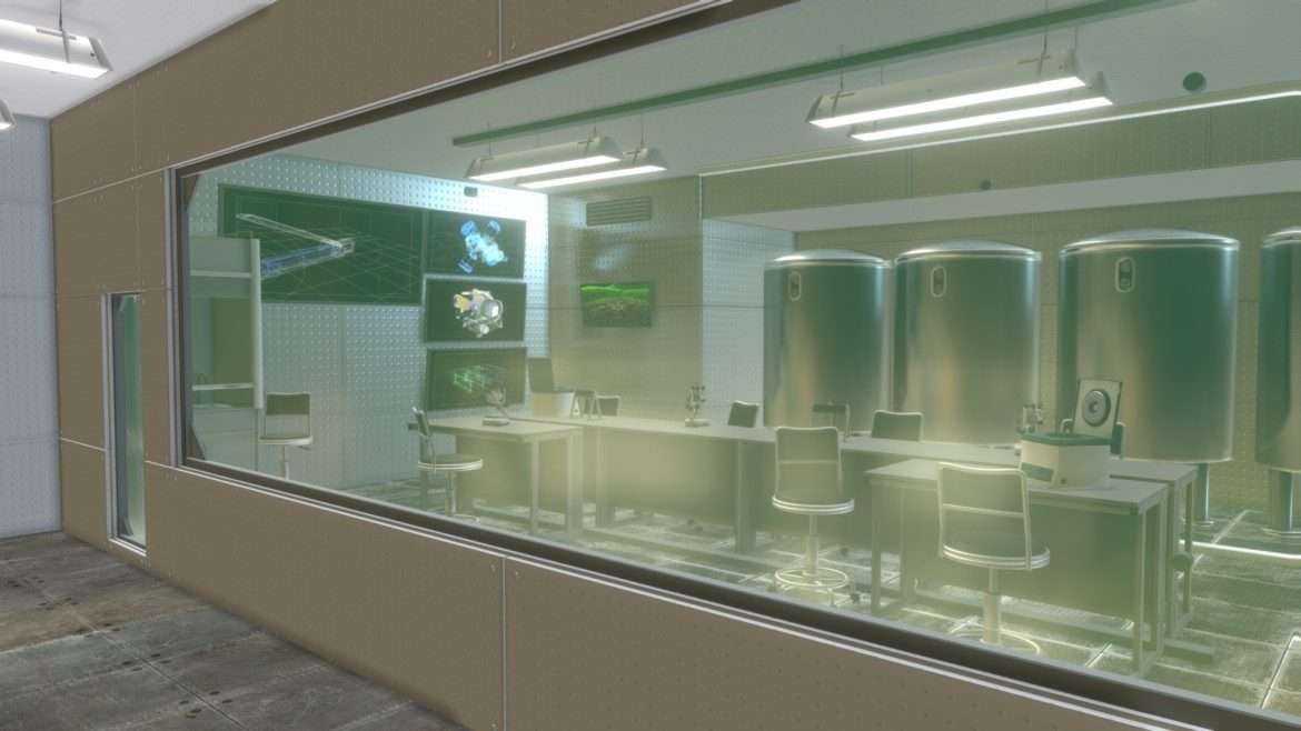 modern laboratory modular interiors and props 3d model
