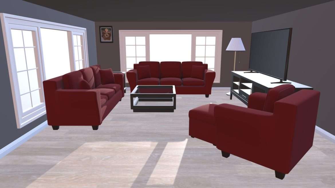 modern living room scene 3d model