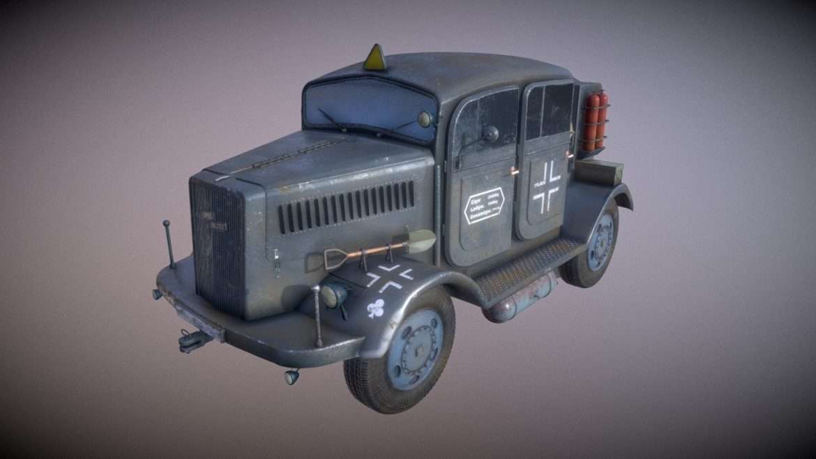 opel blitz special v2 rocket truck 3d model