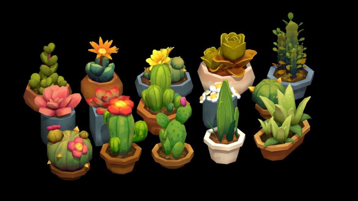 plants succulents pack 3d model