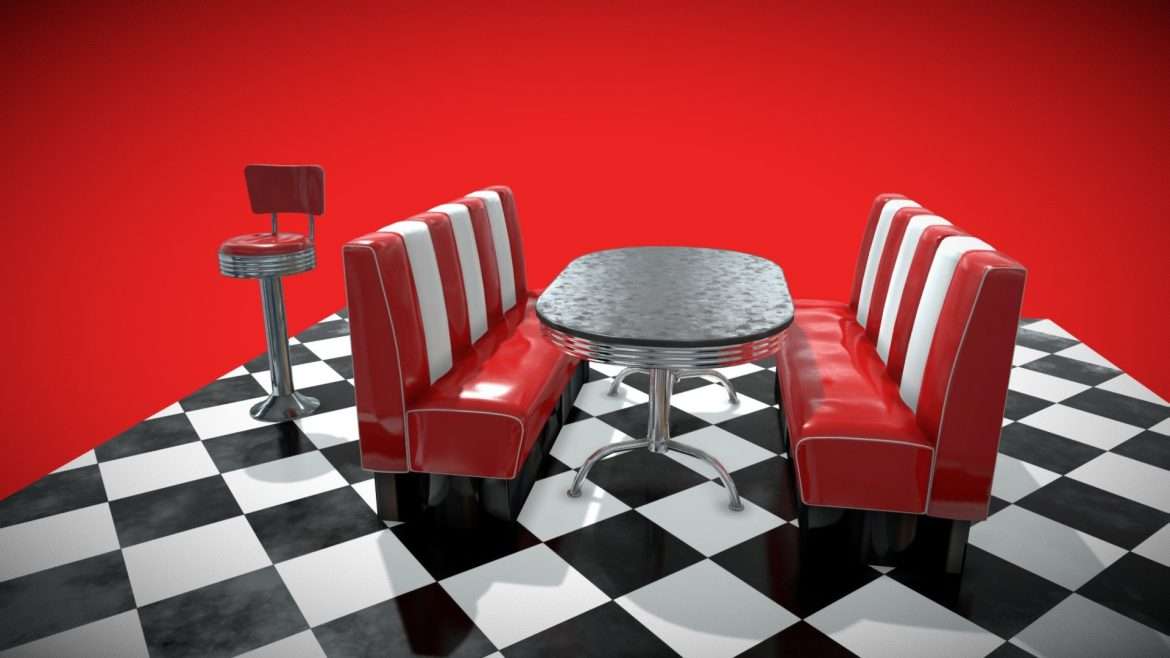 retro diner furniture pack 3d model