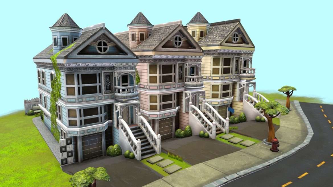 san francisco style houses 3d model