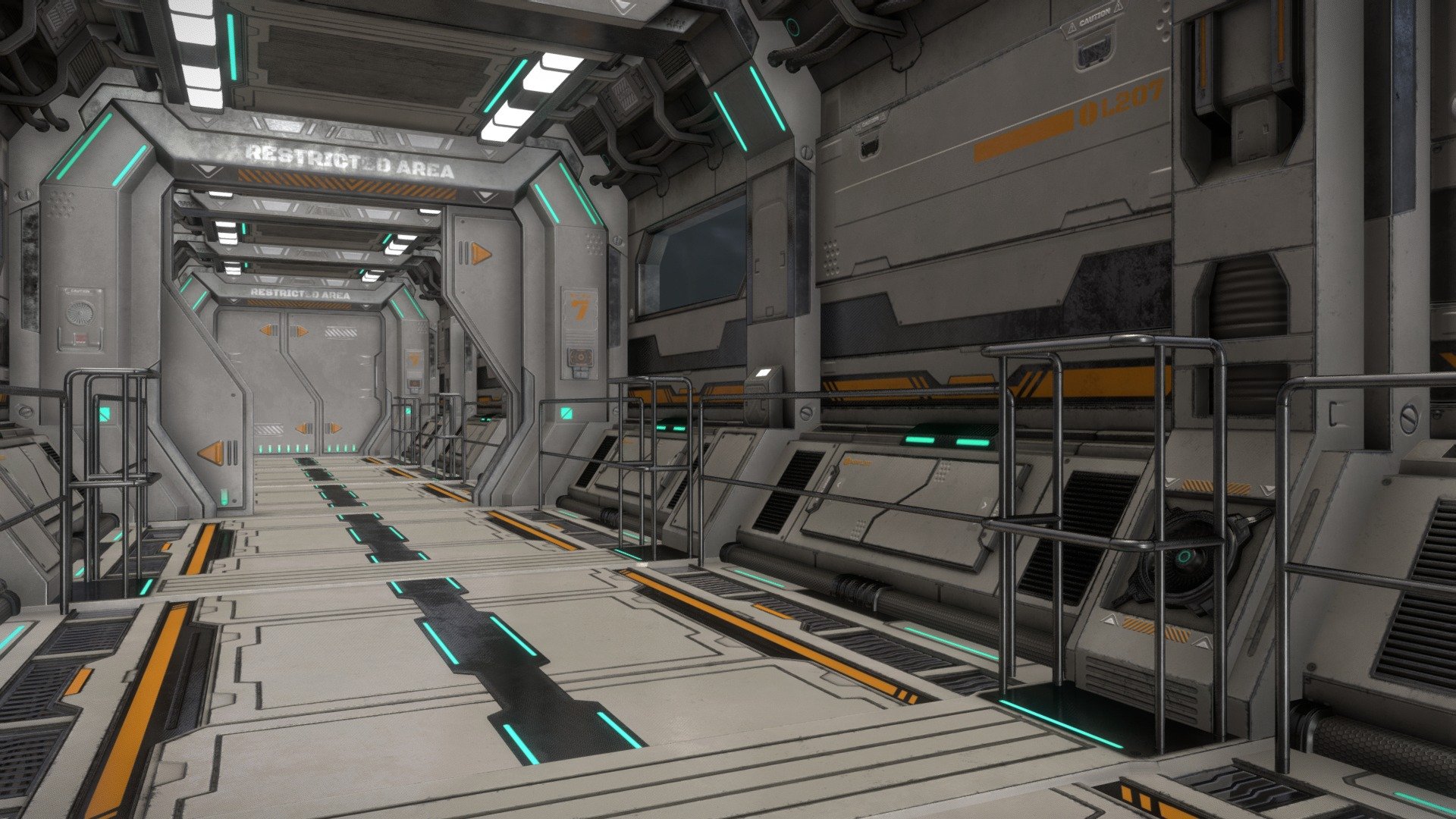 Sci-Fi Modular Corridor & Door Ver.2 – Low Poly