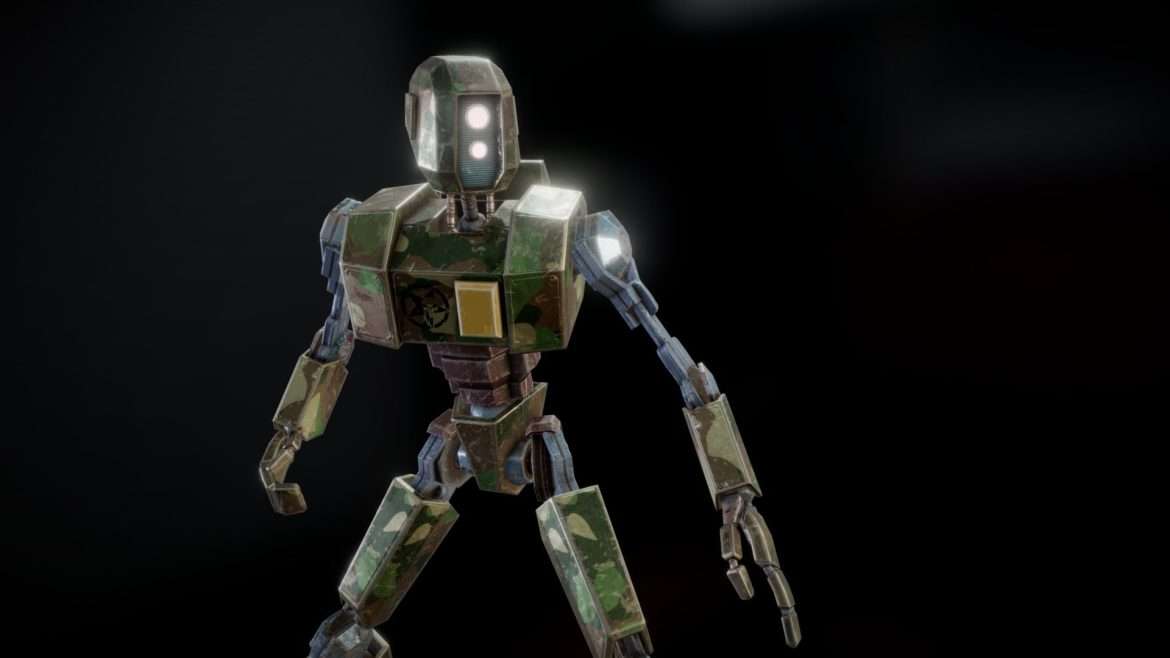 si fi low poly pbr robot 3d model