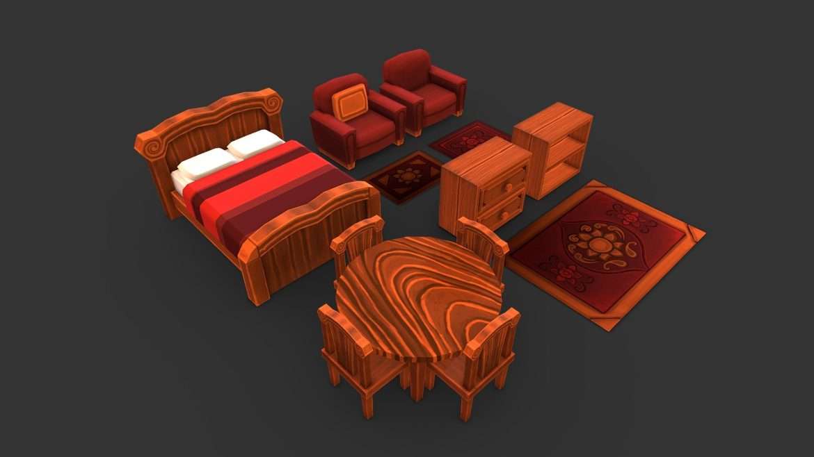simple furniture set 3d model