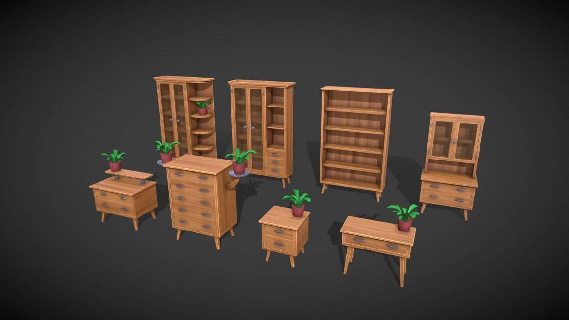 stylized furniture pack 3d model