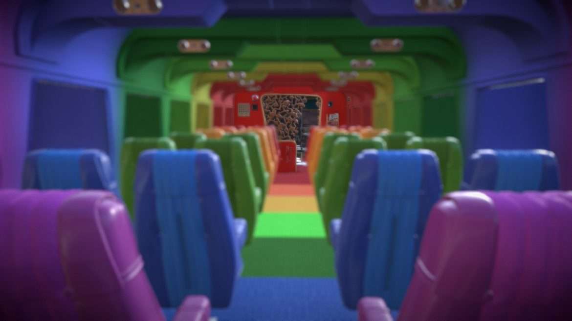 The Big Bus 3d Model - The Big Bus 3D model front section from the 1976 movie, showcasing detailed interior elements like the piano and roses.