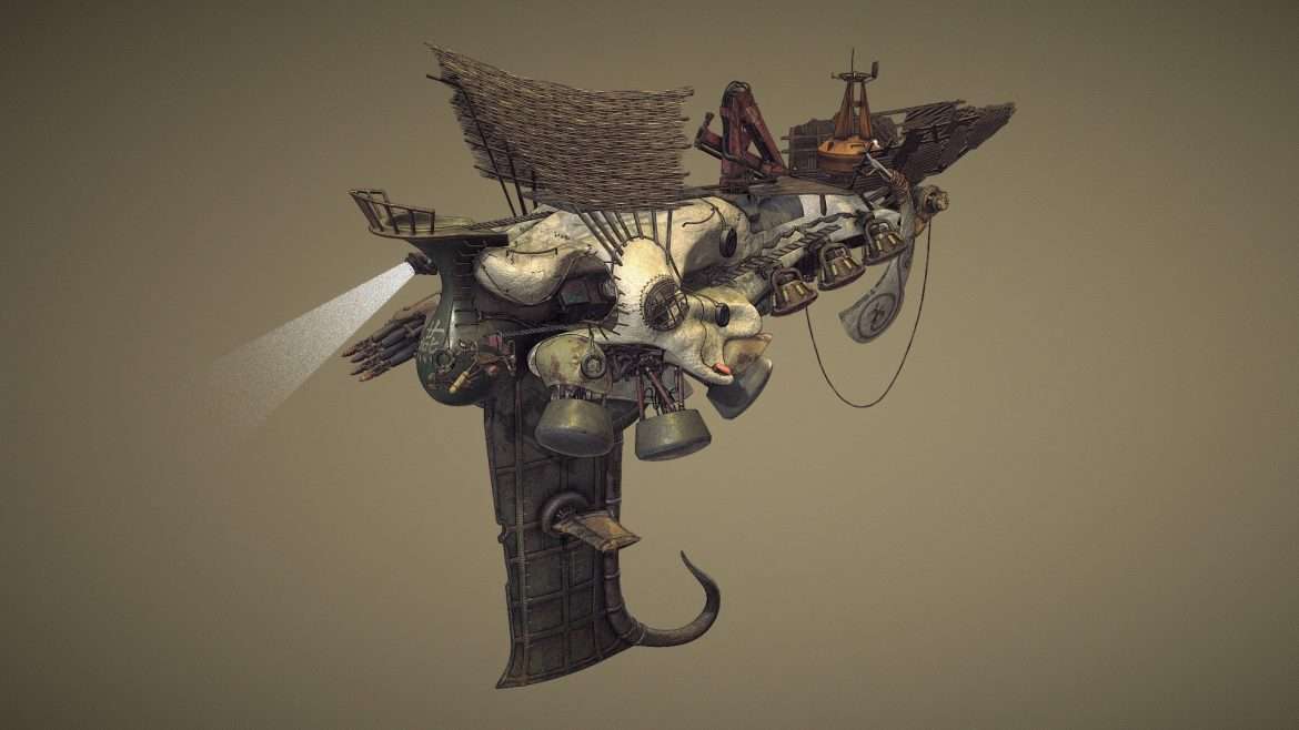 the fat swallow ship of the monju hunter 3d model