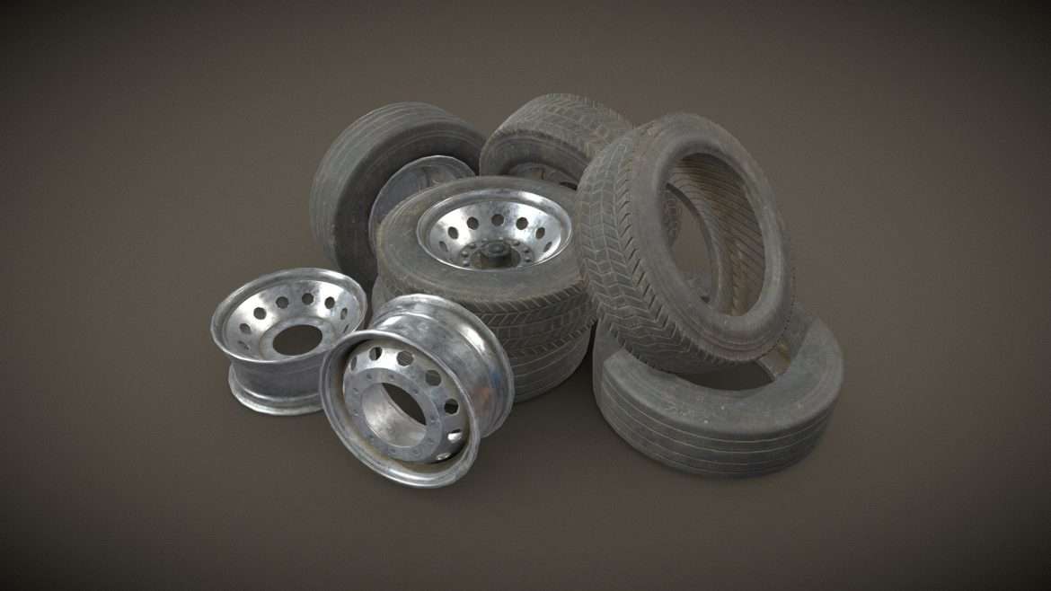 truck wheels rims amp tires low poly 3d model