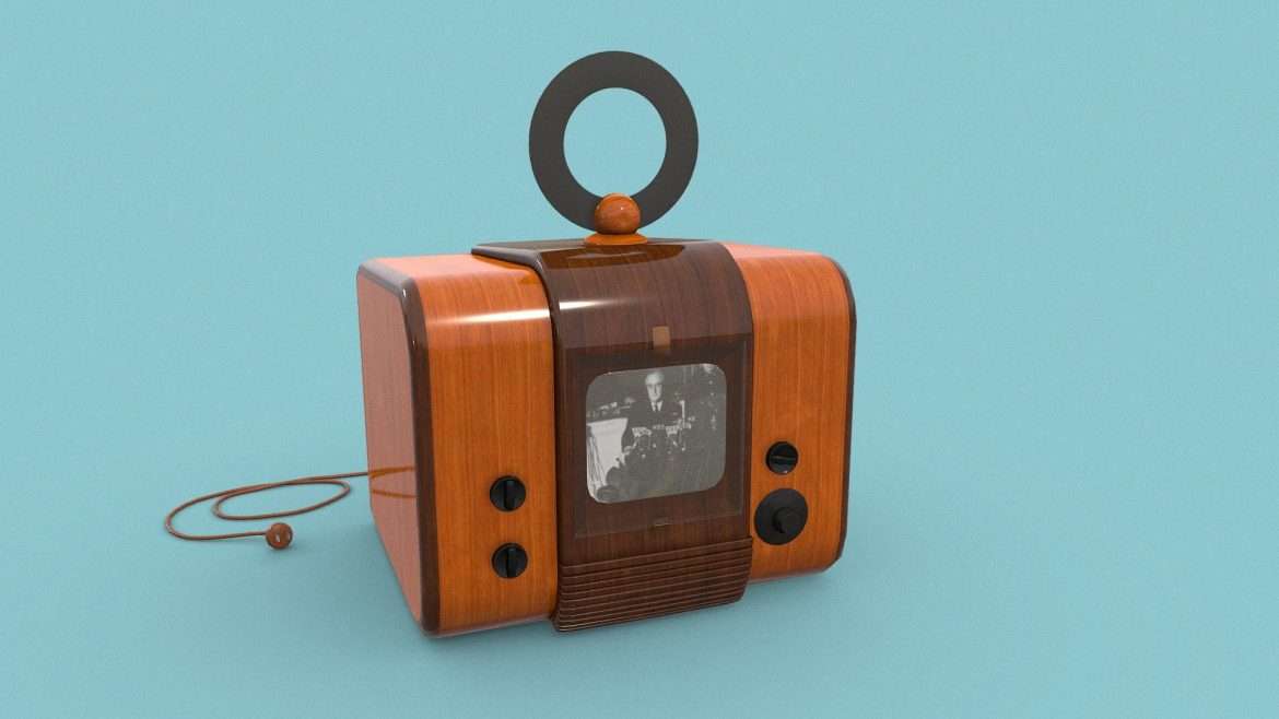 vintage 1940s television pbr gameready 3d model