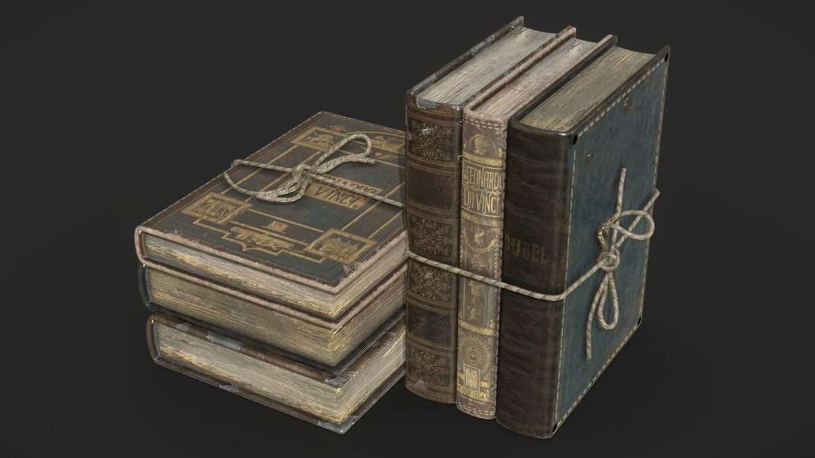 vintage books 3d model