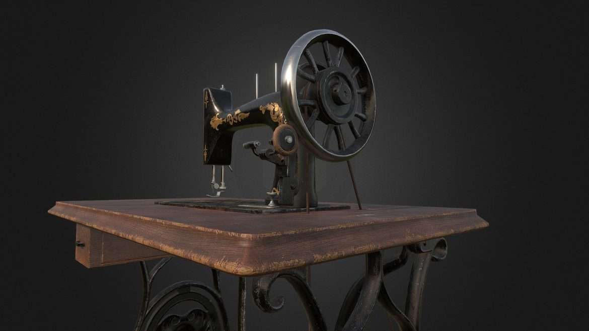 vintage sewing machine pbr 3d model