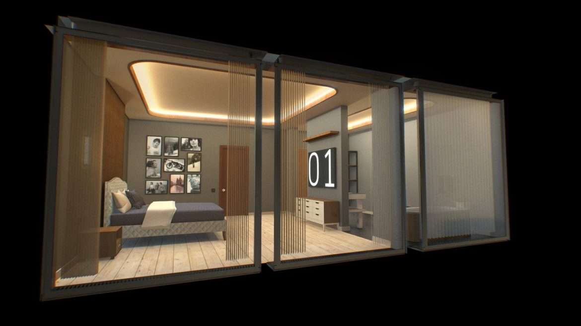 vr room night scene m 3d model