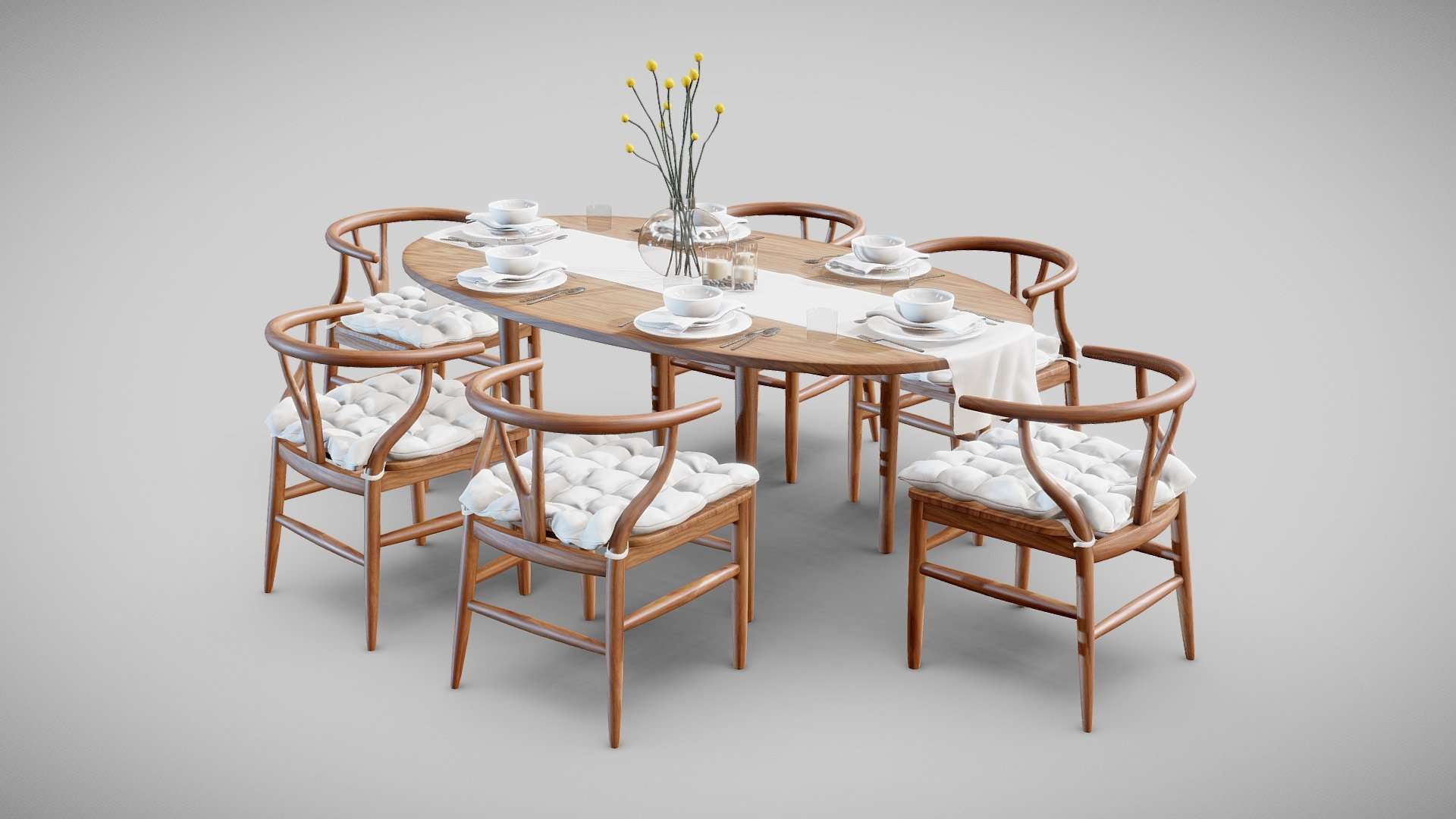 Wooden Dining Table and Chairs Set