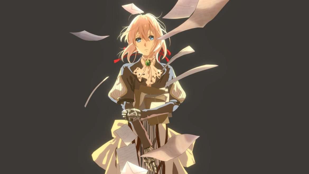 Violet Evergarden Character 3d Model - High-detail 3D model of Violet Evergarden, anime character fanart, showcasing her iconic uniform and golden hair.
