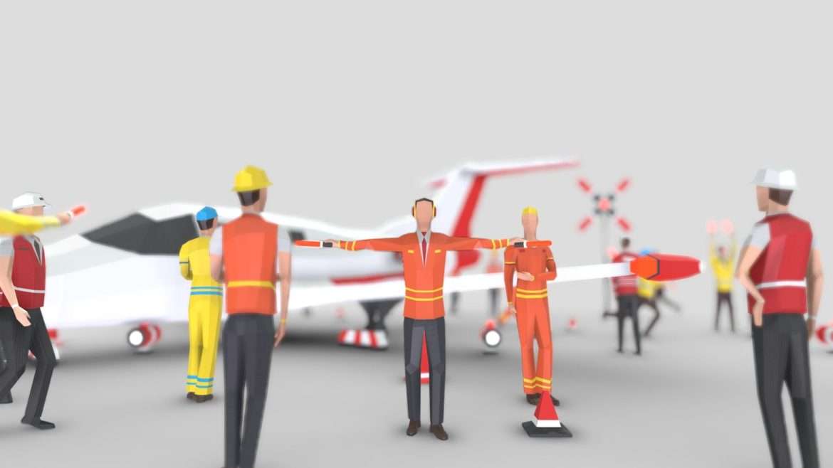 airport ground crew men 3d model