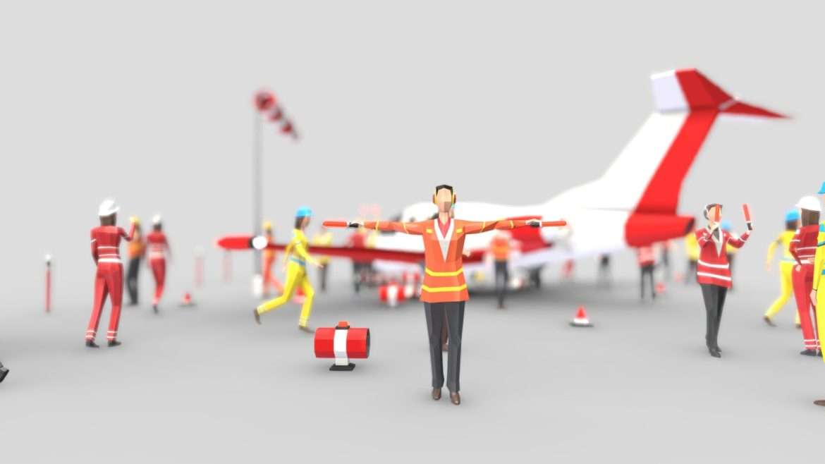 airport ground crew women 3d model