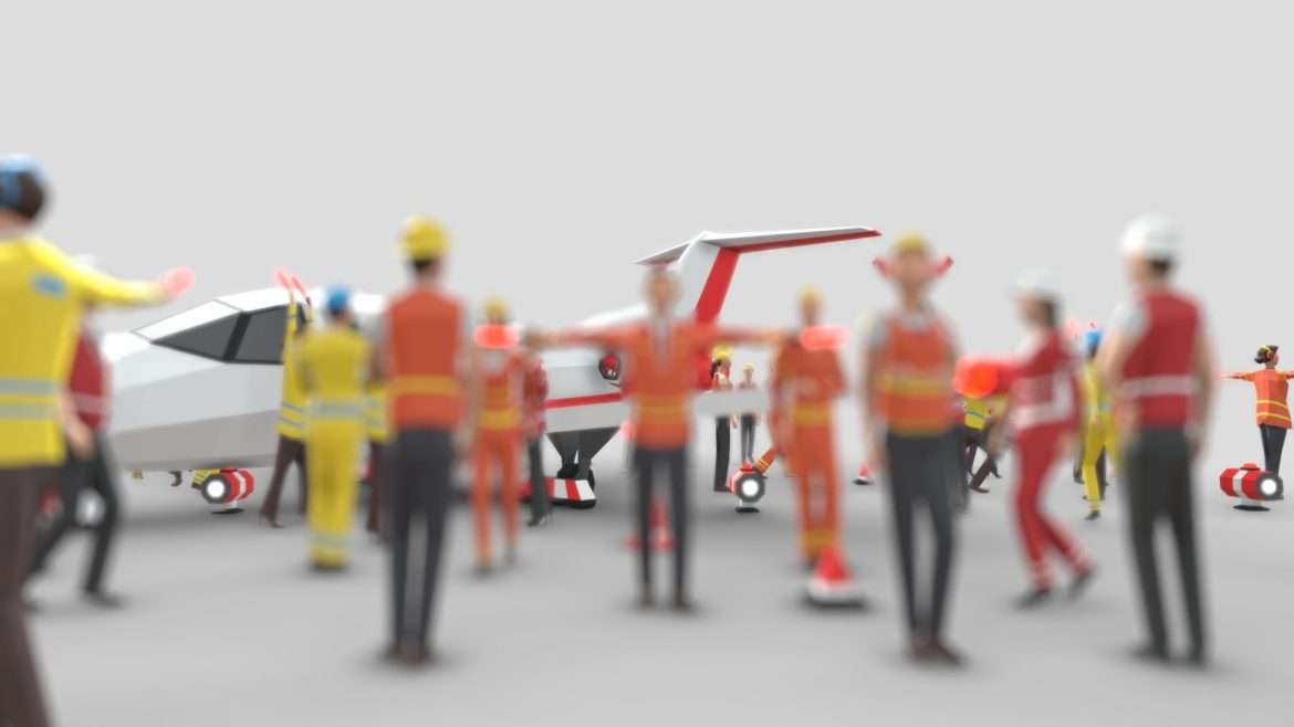Airport Ground Crew 3d Model - Lowpoly airport ground crew characters and equipment 3d model