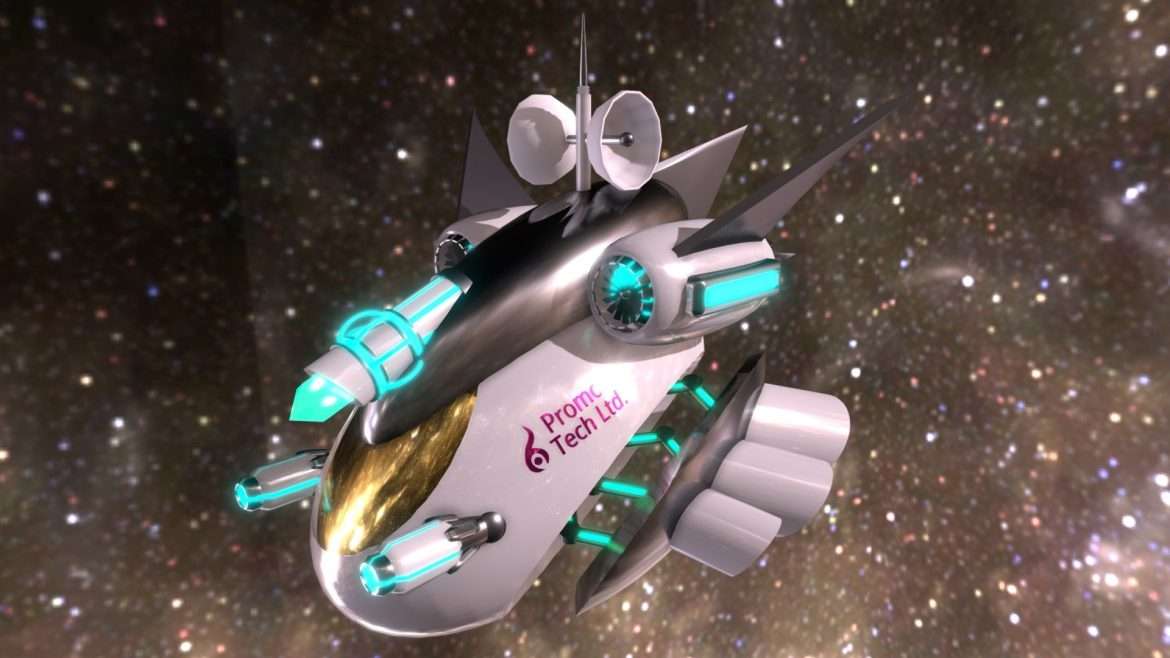 Ancient Space Pod 3d Model - Weathered ancient space pod 3D model with intricate details and a retro-futuristic design against a cosmic backdrop.