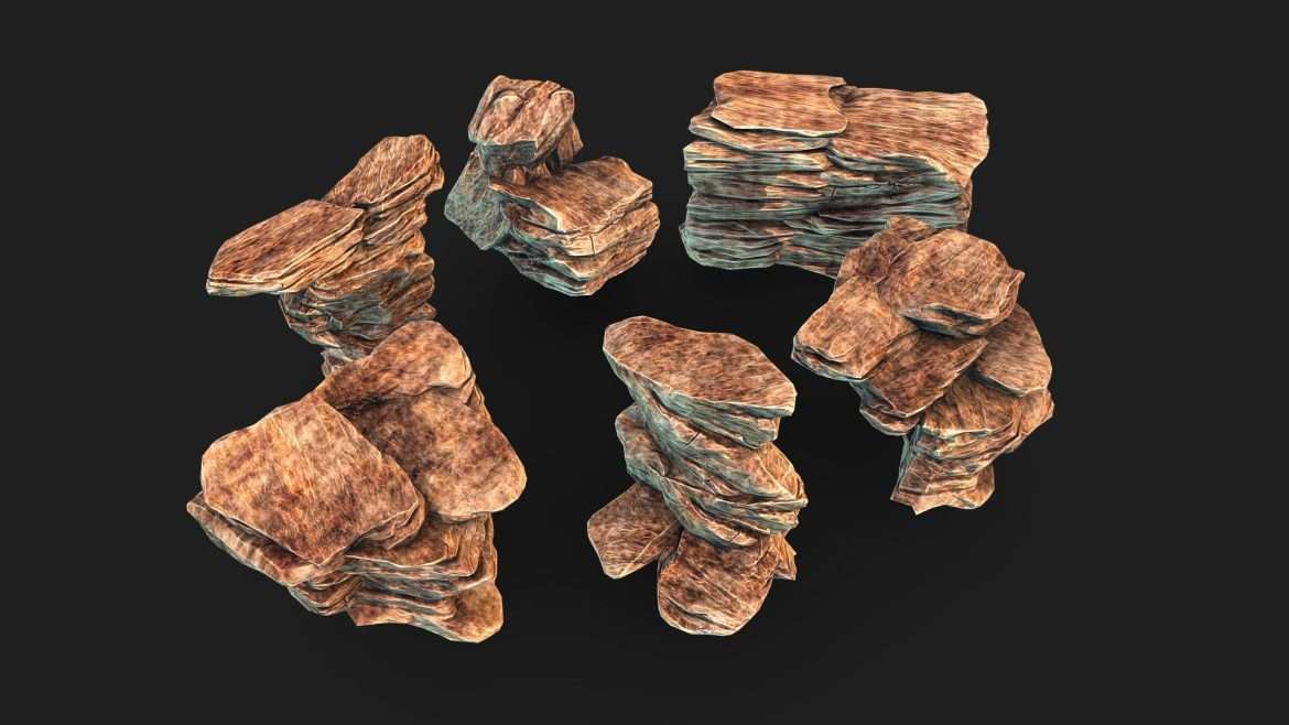 Canyon Cliff Rocks 3d Model - Detailed 3D render of realistic canyon cliff rocks, showcasing high-quality textures and optimized geometry.