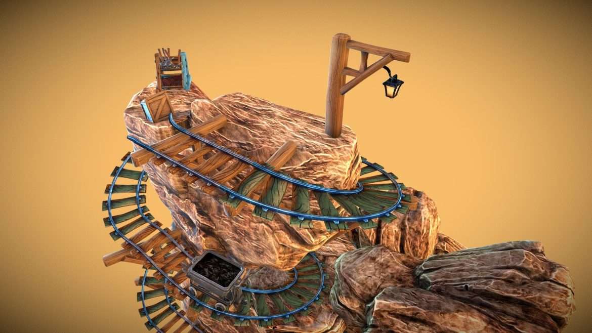 canyon mining environment pack showcase scene 3d model