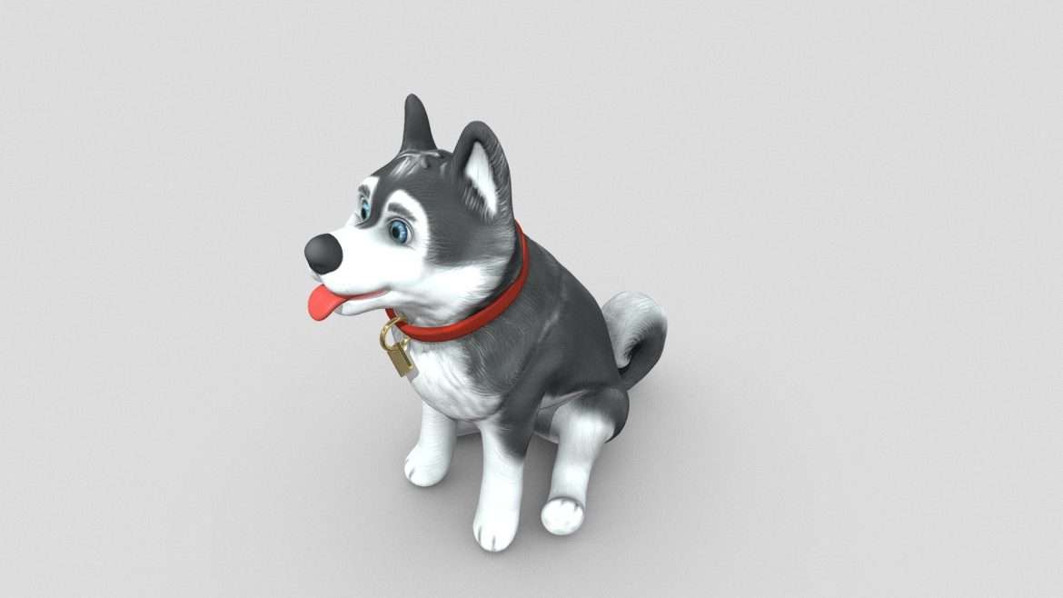 cartoony dog sitting low poly 3d model