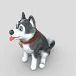 Cartoony Dog Sitting low poly