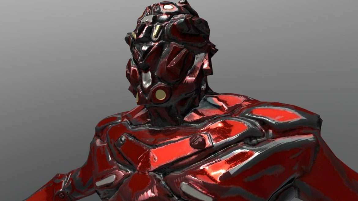 cyber soldier robot red 3d model