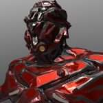 cyber soldier robot red 3d model
