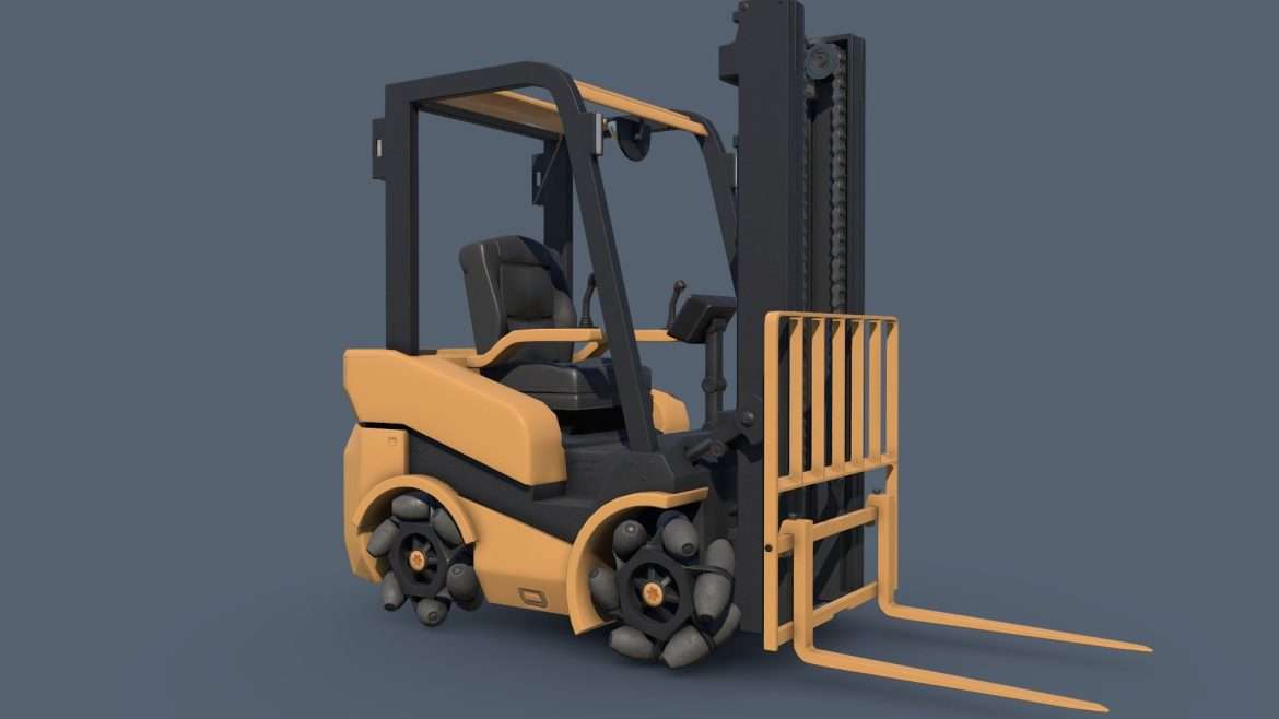 electric forklift with mecanum wheels 3d model
