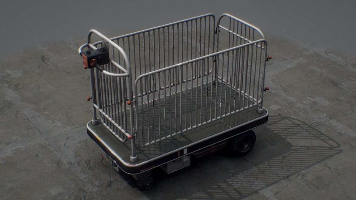 Electric Platform Trolley 3d Model - Realistic industrial electric platform trolley 3d model with 4k textures