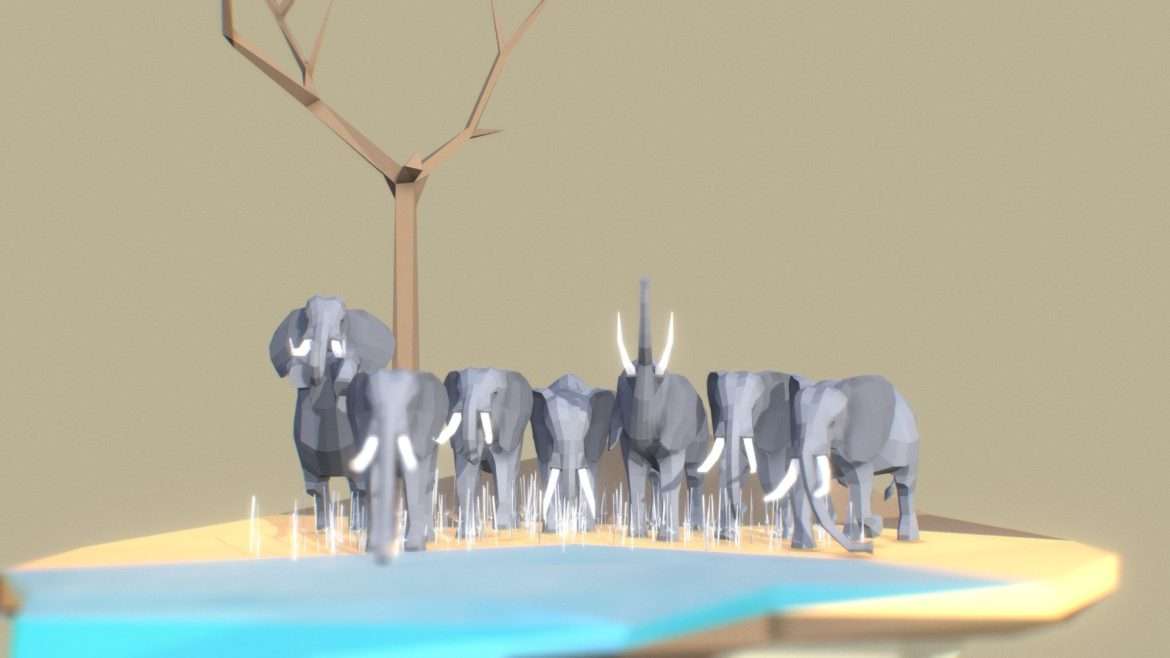 elephants 3d model