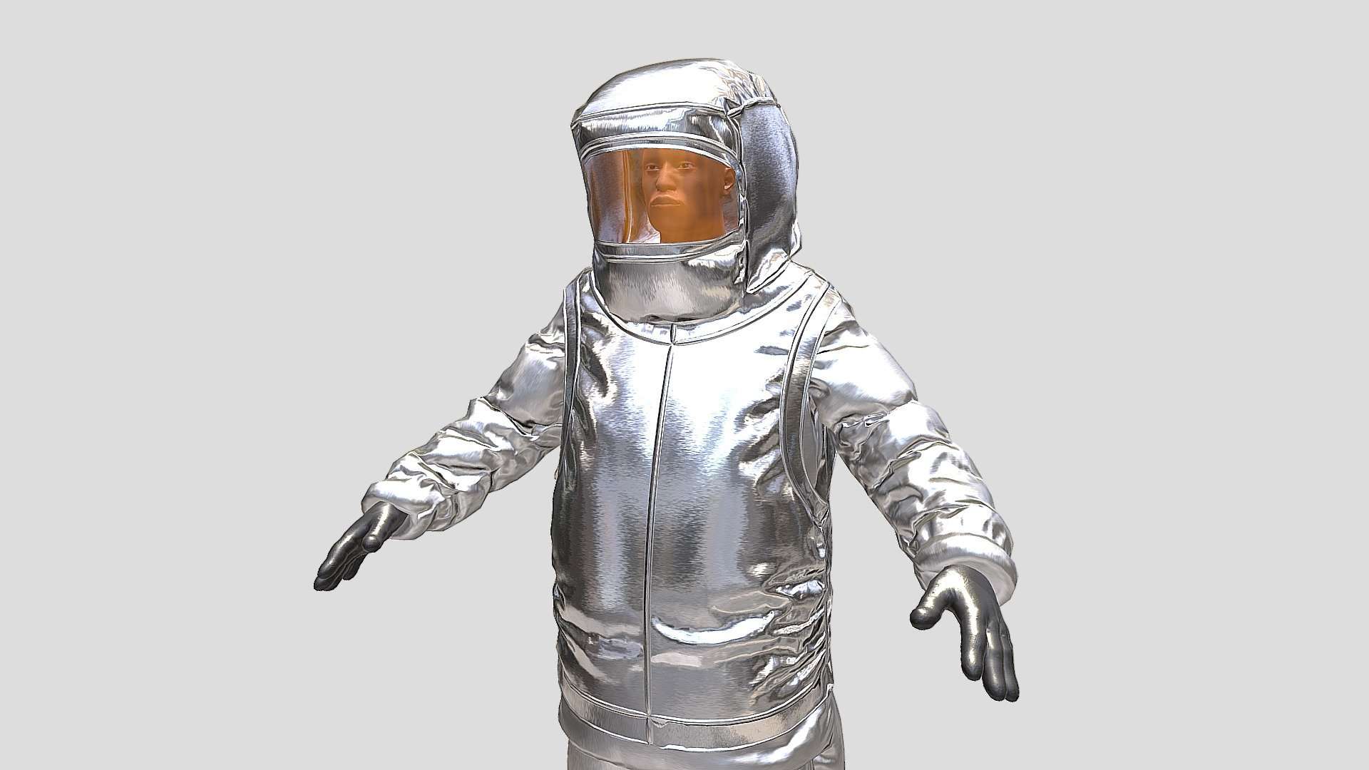 Firefighter in Aluminized Flame Proof Suit