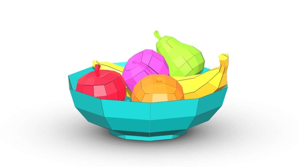 fruit bowl foldables papercraft pattern 3d model