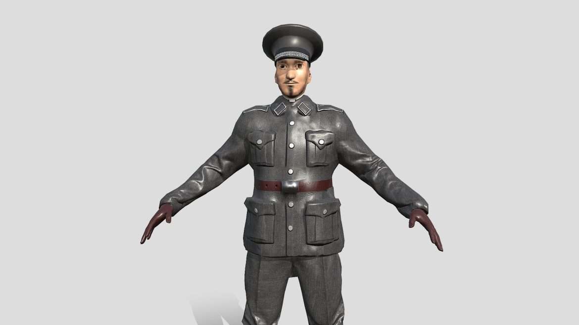 german officer wwii wararm 3d game character 3d model