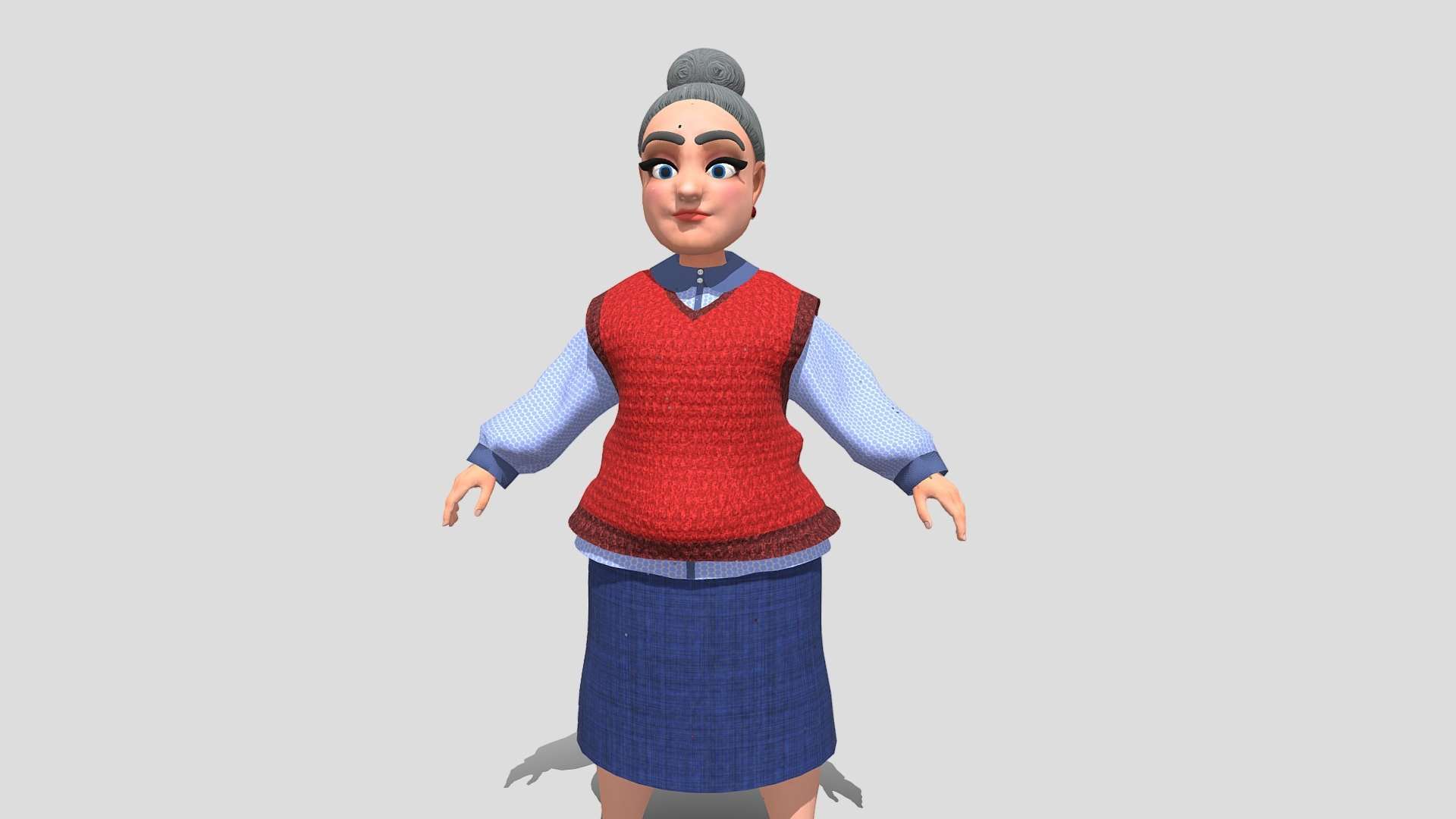 Grandmother 3d cartoon game character