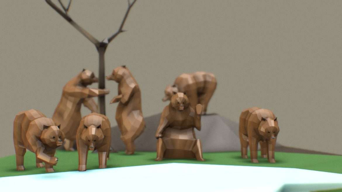 grizzly bears 3d model