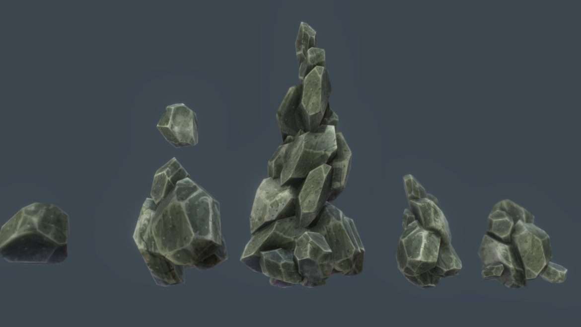 how to modelling low poly game asset rock 3d model