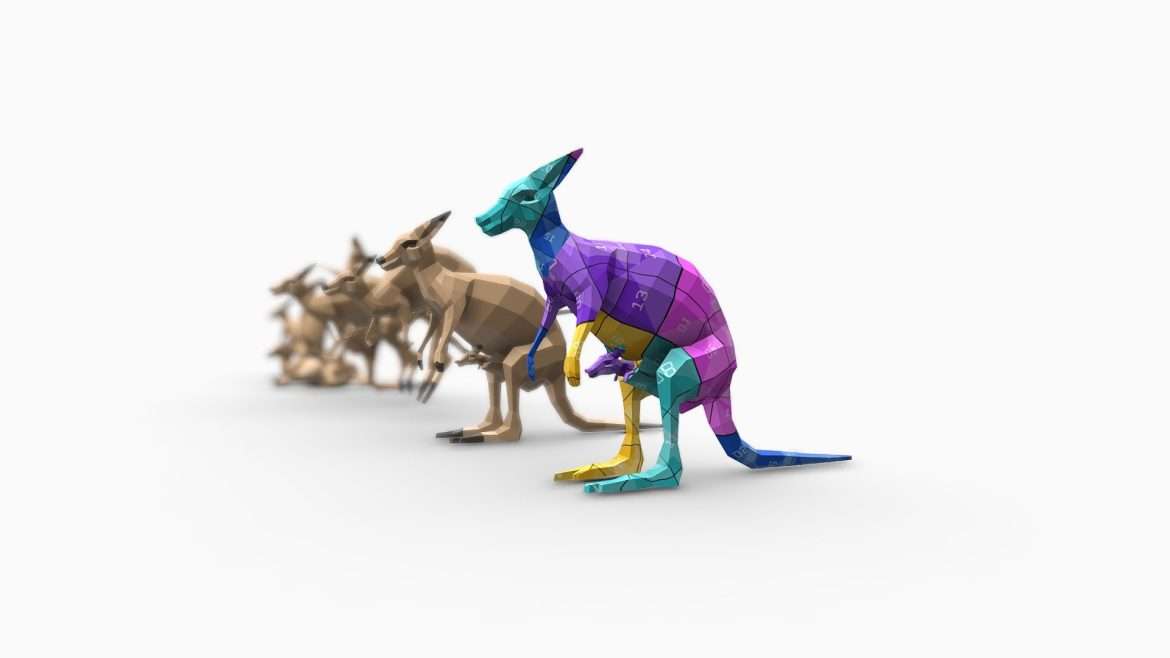 Realistic Kangaroo 3d Model - Highly detailed realistic kangaroo 3d model standing in a natural pose, ready for game development or visualization projects.