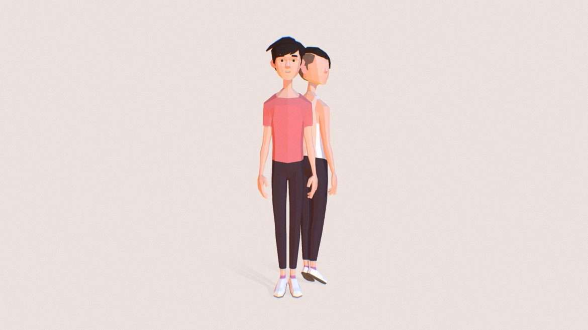 Liam Lowpoly Character 3d Model - Liam lowpoly character with various customizable clothing and hair options, showcasing modular design