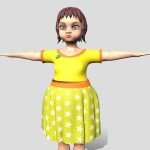 little girl in dress cartoon 3d game character 3d model